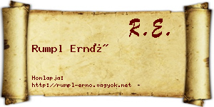 Rumpl Ernő névjegykártya